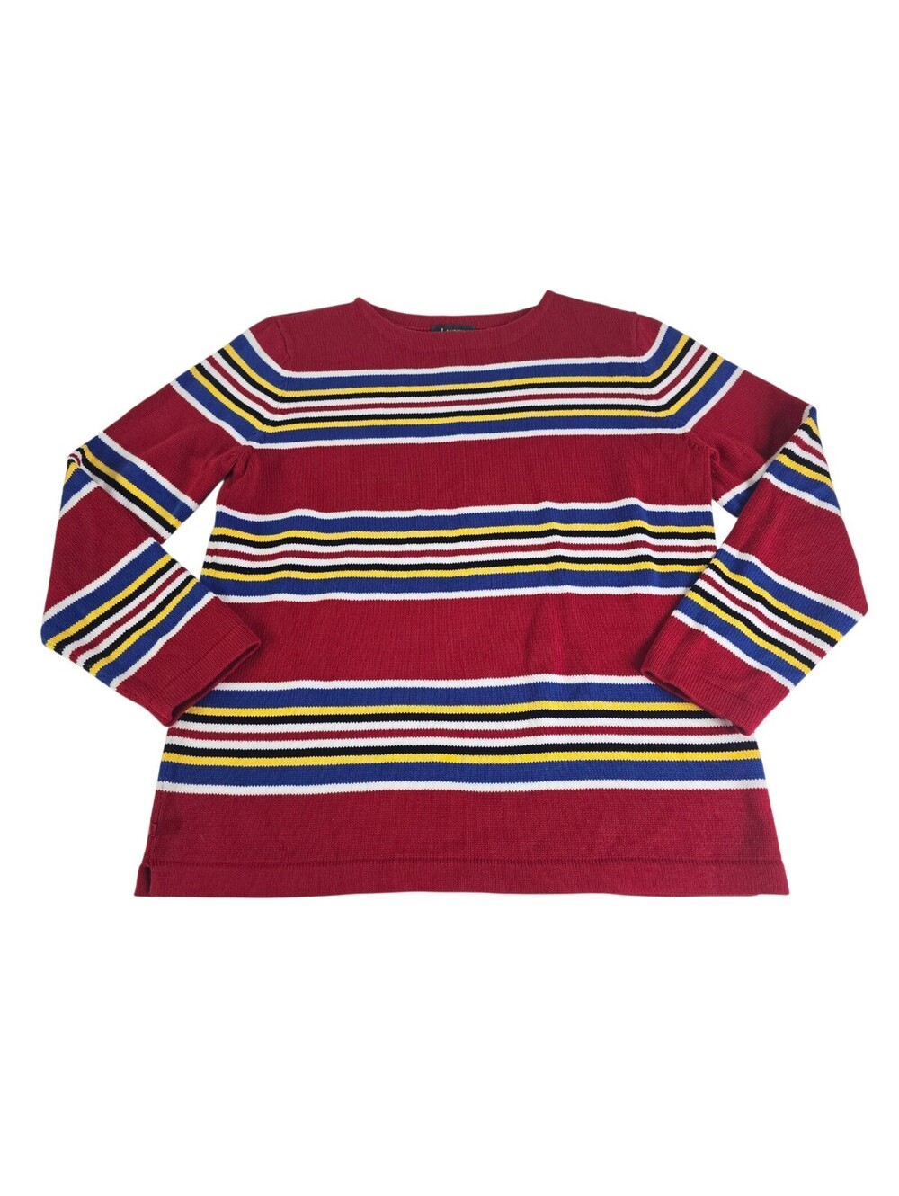 Lauren Ralph Lauren Boat Neck Blanket Sweater Cotton Southwest Stripes Womens L